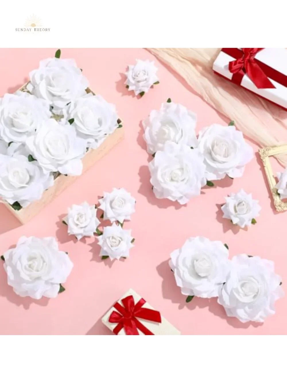 30 Pcs Fabric Rose Flower Hair Clips with Brooch Pin, 2 Sizes, Wedding Hair